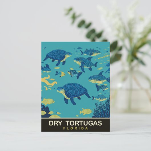 Zee Schildpadden bij Dry Tortugas FL, Reizen Briefkaart (Staand voorkant)