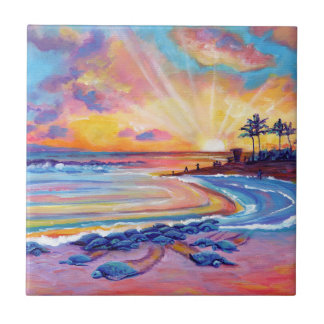 Zee schildpadden bij Poipu Beach Sunset Tegeltje