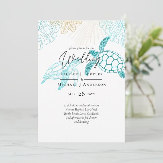 Zee schildpadden bruiloft moderne kunst (Staand voorkant)