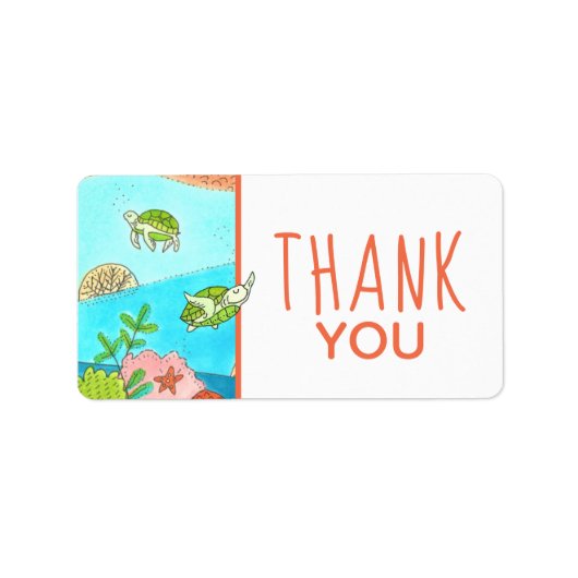 Zee schildpadden Dank je Etiket (Voorkant)