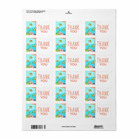 Zee schildpadden Dank je Etiket (Full Sheet)