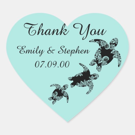 Zee schildpadden Dank je Hart Sticker (Voorkant)