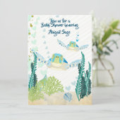 Zee Schildpadden en Harten Beach Baby shower Kaart (Staand voorkant)