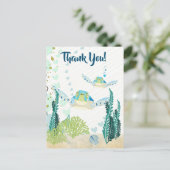 Zee Schildpadden en Harten Ocean Beach Bedankt Briefkaart (Staand voorkant)