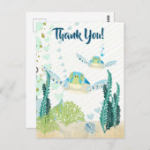 Zee Schildpadden en Harten Ocean Beach Bedankt Briefkaart (Voorkant / Achterkant)