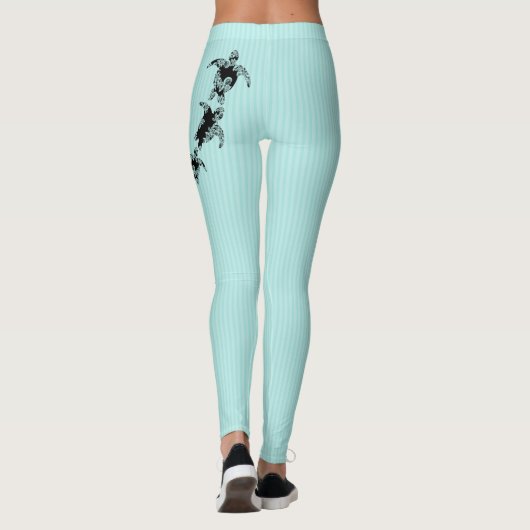 Zee Schildpadden en Pin Stripe Aqua Leggings (Achterkant)