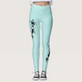 Zee Schildpadden en Pin Stripe Aqua Leggings (Voorkant)