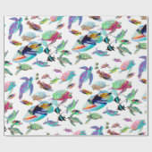 Zee, schildpadden en tropisch vispapier cadeaupapier (Vlak)