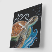 Zee schildpadden Golfkunst Vierkante Klok (Hoek)