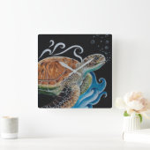 Zee schildpadden Golfkunst Vierkante Klok (Huis)