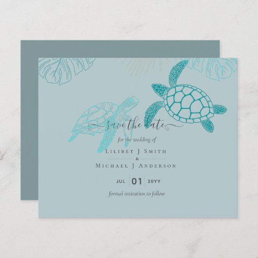 Zee Schildpadden Huwelijk Moderne Lijn Kunst (Voorkant / Achterkant)