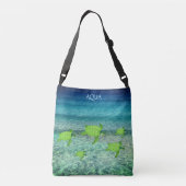Zee schildpadden in de oceaan en kalligrafie crossbody tas (Achterkant)
