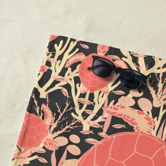 Zee Schildpadden in Koraalrif Ocean Pattern Strandlaken (In situ)