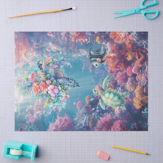 Zee schildpadden in prachtige Schilderachtig oceaa Tissuepapier (Craft)