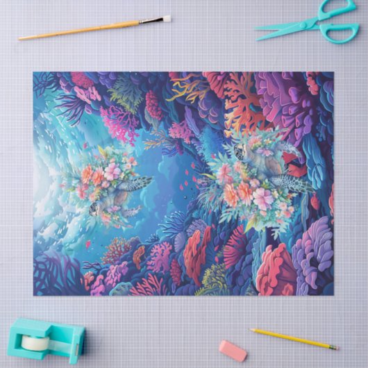 Zee schildpadden in prachtige Schilderachtig oceaa Tissuepapier (Craft)