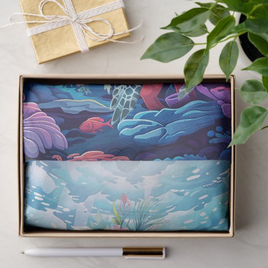 Zee schildpadden in prachtige Schilderachtig oceaa Tissuepapier (Geschenk)