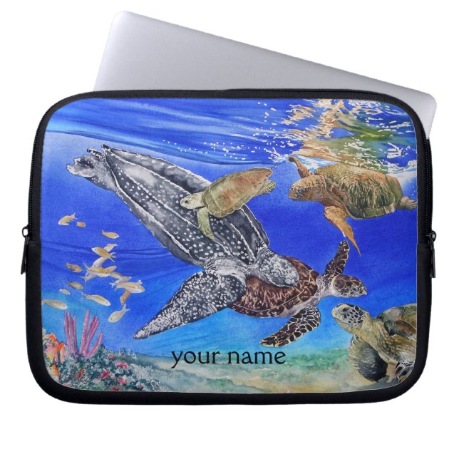 Zee schildpadden Kunst op maat Laptop Sleeve (Voorkant)