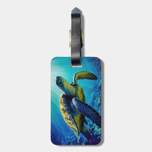 Zee Schildpadden Mariene Naturen Bagagelabel (Achterkant verticaal)