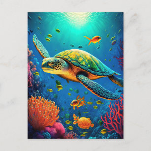 Zee Schildpadden Mariene Naturen Briefkaart