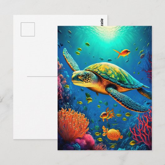 Zee Schildpadden Mariene Naturen Briefkaart (Voorkant / Achterkant)