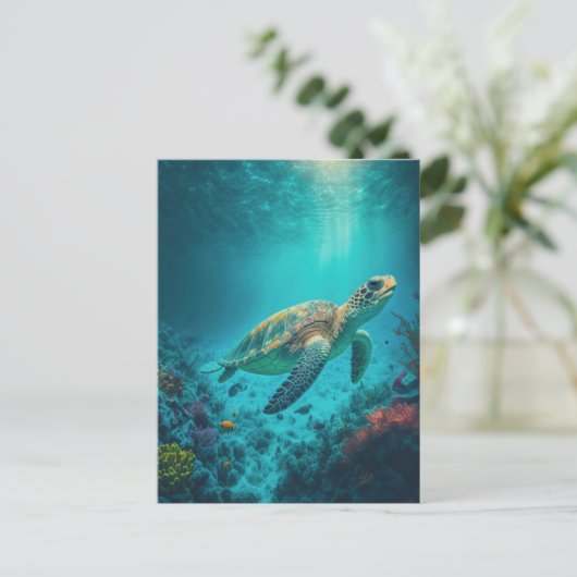 Zee Schildpadden Mariene Naturen Briefkaart (Staand voorkant)