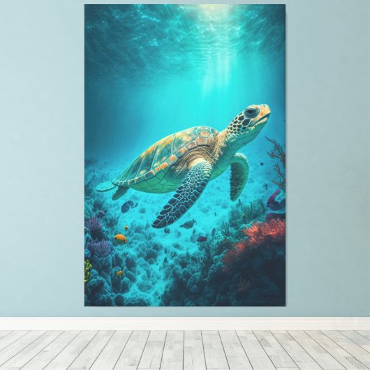 Zee Schildpadden Mariene Naturen Canvas Afdruk (Insitu (Houten vloer))