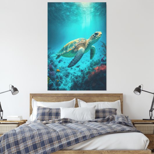 Zee Schildpadden Mariene Naturen Canvas Afdruk (Insitu (Slaapkamer))