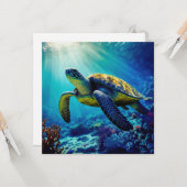 Zee Schildpadden Mariene Naturen Kaart (Voorkant / Achterkant in situ)