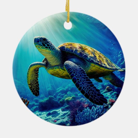 Zee Schildpadden Mariene Naturen Keramisch Ornament (Achterkant)