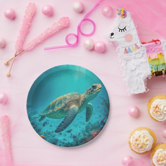 Zee Schildpadden Mariene Naturen Papieren Bordje (Feest)