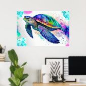 Zee Schildpadden Mariene Naturen Poster (Thuiskantoor)