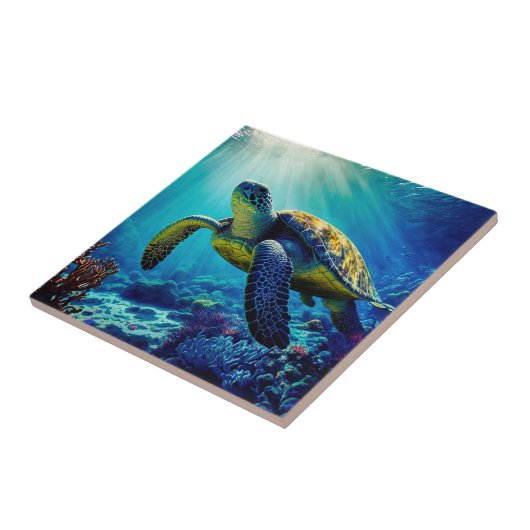 Zee Schildpadden Mariene Naturen Tegeltje (Zijkant)