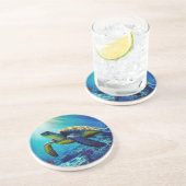 Zee Schildpadden Mariene Naturen Zandsteen Onderzetter (Zijkant)