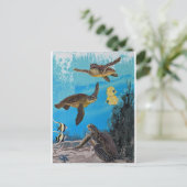 Zee schildpadden oceaan, tropische wandkunst briefkaart (Staand voorkant)