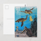 Zee schildpadden oceaan, tropische wandkunst briefkaart (Voorkant / Achterkant)
