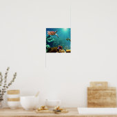 Zee schildpadden onderwater zwemmen poster (Keuken)