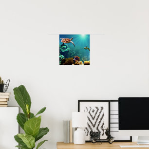 Zee schildpadden onderwater zwemmen poster