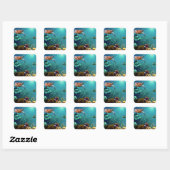 Zee schildpadden onderwater zwemmen vierkante sticker (Vel)