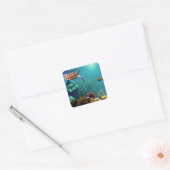 Zee schildpadden onderwater zwemmen vierkante sticker (Envelop)
