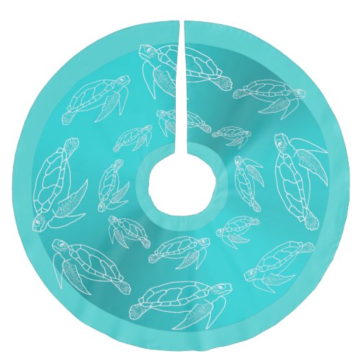 Zee schildpadden Patroon Aquamarine Tropische boom Kerstboom Rok (Voorkant)