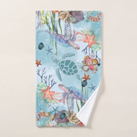 Zee Schildpadden, Schelpen, Flora & Fauna Bad Handdoek (Handdoek)