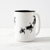 Zee schildpadden, silhouet met naam tweekleurige koffiemok (Voorkant rechts)