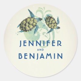 Zee schildpadden Tropische zee bruiloft Ronde Sticker