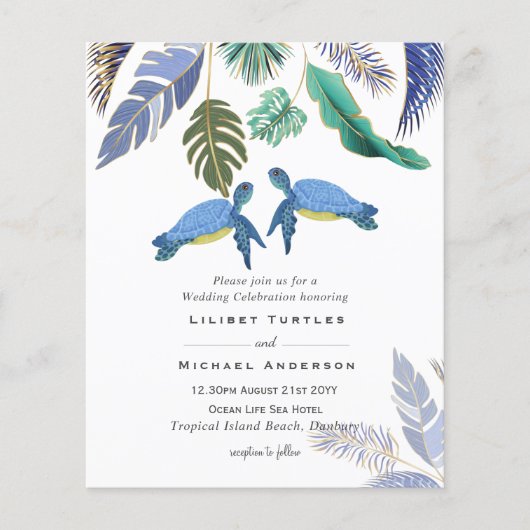 Zee Schildpadden Trouwen Blauw Geel (Voorkant)