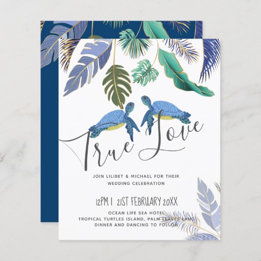 Zee Schildpadden Trouwen Blauw Geel (Voorkant / Achterkant)