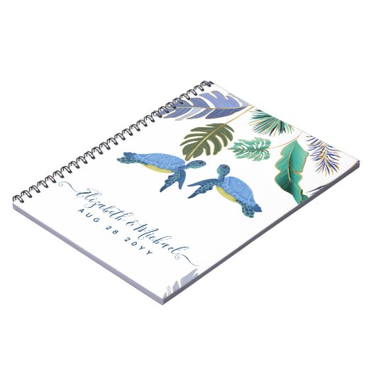 Zee Schildpadden Trouwen Blauw Geel Notitieboek (Linkerzijde)