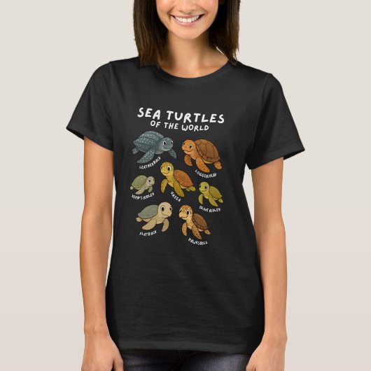 Zee Schildpadden van de Wereld Educatieve Dieren C T-shirt (Voorkant)