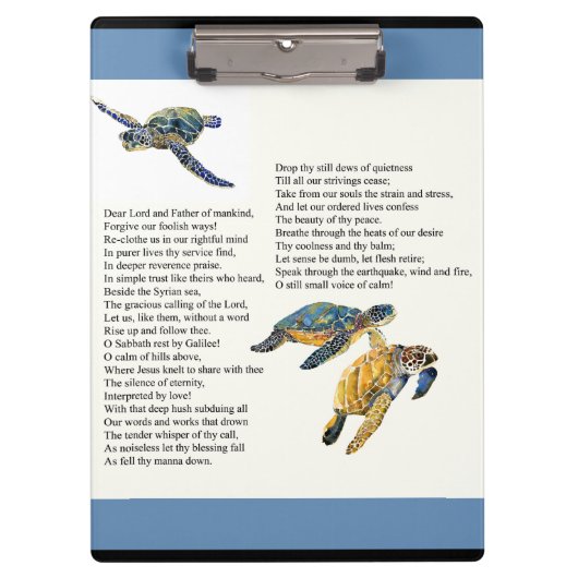 Zee schildpadden voor vredeskalm gedicht gebeden k klembord (Voorkant)