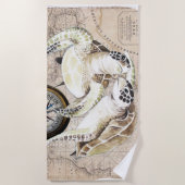 Zee schildpadden  Waterverf Collage Art Strandlaken (Voorkant)