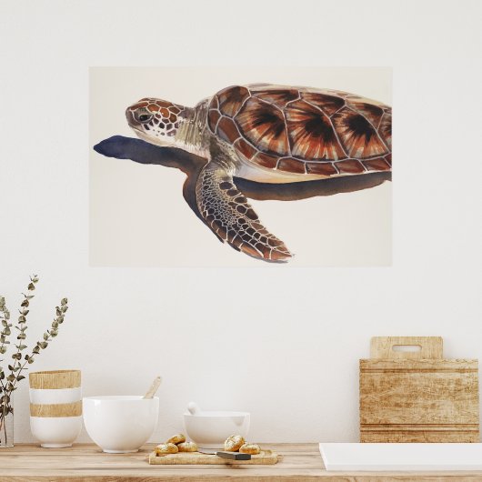 Zee Schildpadden Waterverf kunst Poster (Keuken)